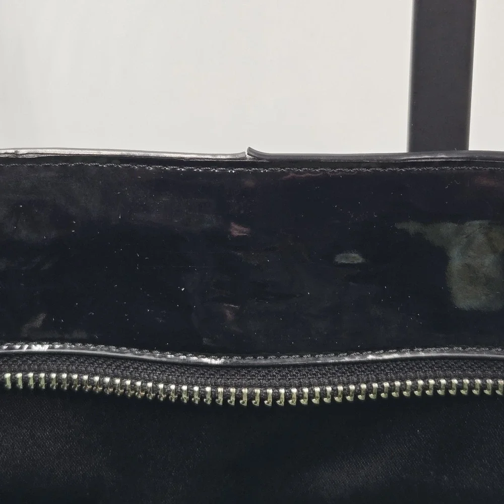 Coach Black & White Stripe Coated Canvas Shoulder Tote Large Bag 30511 Satin Int